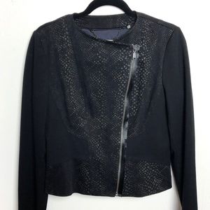 Elie Tahari Moto Snake Print Zip-Up Jacket